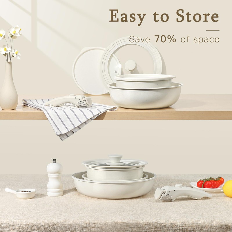 GiPP Ceramic Pots and Pans Set Non Stick, Nonstick Detachable