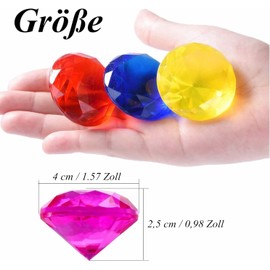 Kettion 26 Pieces 4 cm Diamond Acrylic Gemstones, Filled Easter Eggs for Pirate Treasure Hunting, Party Gifts for Diving Teachers, Birthday Gifts, Christmas Easter Prizes (Pack of 26)
