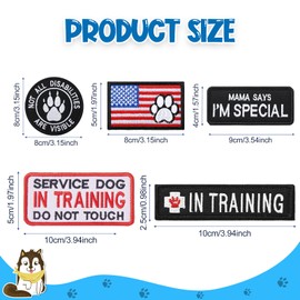 25 Pack Service Dog Patches Tactical Dog for Harness Patches Embroidery Dog Vest Patches for Dogs in Training American Flag Patch Removable Tactical Patches Collar Leash