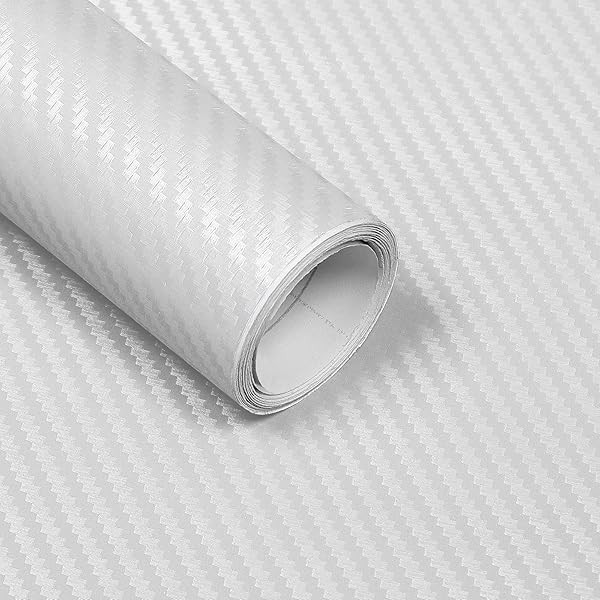 Lypumso 3D Carbon Fiber Vinyl Wrap, White Car Wrap Film