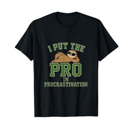 Vintage Varsity Sloth Pro in Procrastination Meme Print T-Shirt