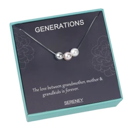 Sereney S925 Sterling Silver Grandma Necklace as Birthday Gifts for New Grandma, 3 Circles Grandmother Granddaughter Jewelry for Mom, 3 Sterling Silver Necklace Pearl Jewelry as New Grandmother Gifts