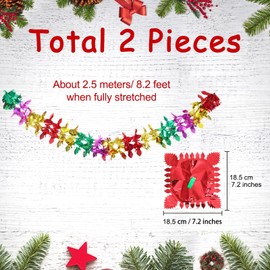 2Pcs Christmas Ceiling Decorations, Christmas Foil Decorations, Christmas Garland, Retro Festive Swirl Hanging Decorations for Indoor Outdoor Birthday Wedding Christmas Decorations Supplies, 8.2ft