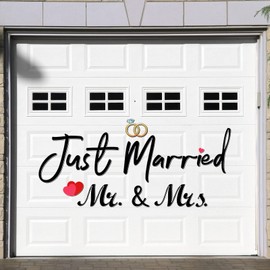 20 Pieces Just Married Sign Car Decorations Red Heart Garage Door Magnetic Decals Ornate Wedding Car Decorations Just Married Door Sign for Honeymoon Anniversary Wedding Party Panel Tailgate Decor
