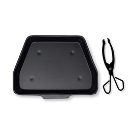 Black Metal Ash Pan - 28cm Wide (11") with Lightweight Coal and Log Tongs