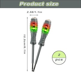 2-in-1 High Torque Strong Magnetic Screwdriver Electricity Detector,2Pcs High Torque Alloy Dual Light Color Light Measuring Electric Pen Induction Electric Pen Screwdriver (Straight-Head)