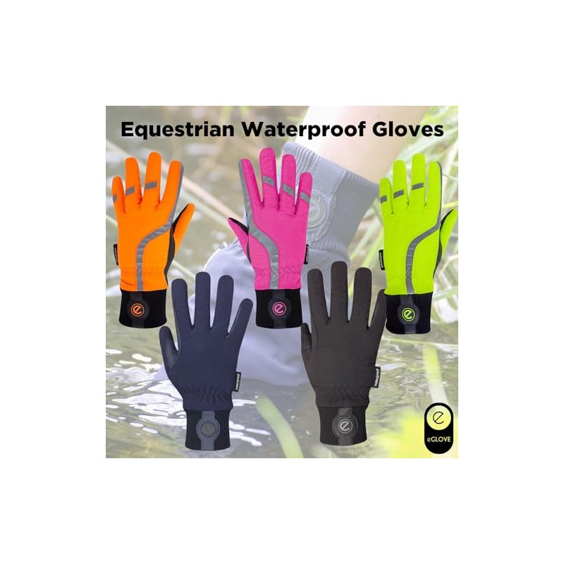 eGlove eQUEST Waterproof Equestrian Horse Riding and Yard Gloves (Flouro