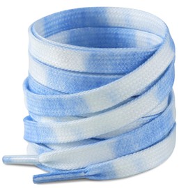 Stepace 2 Pairs Dyeing Shoelaces 8 mm Width Premium Replacement Colourful Flat Shoe Laces for Trainers, Sports Shoes, Casual Shoes, sky blue