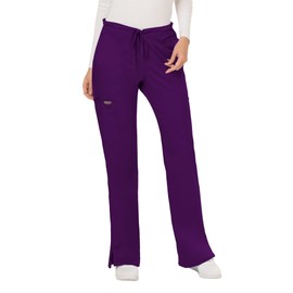 Cherokee Women's Mid Rise Moderate Flare Drawstring Pant, Eggplant, Medium