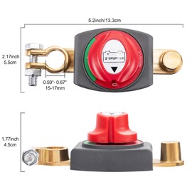 Spurtar Battery Disconnect Switch 12V - 48V Top Post, Battery Shut Off Kill Switch 275A High Current for Car, Vehicle, Truck, Marine, Boat, ATV, RV, Winch