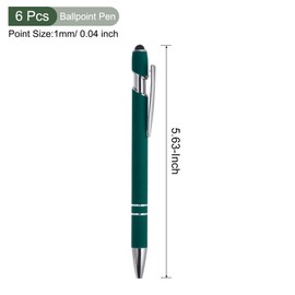 YOKIVE 6 Pcs Ballpoint Pen with Stylus Tip, 2 in 1 Black Ink Metal Stylus Pen 1.0mm Medium Point Style 1, Great for Touch Screens, Office (Dark Green)