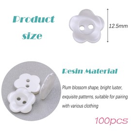 100 Pcs White Pearlescent Buttons 2 Hole Flower Resin Button Sewing Buttons for Baby and Kids Knitting Cardigans DIY Handmade Sewing Crafting Decoration