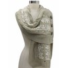 Beige Cable Knit Scarf Neck Wrap With Lace & Button