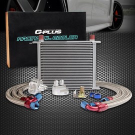 30 Row AN10-10AN Universal Aluminum Engine Transmis​sion Oil Cooler Kit + Oil Filter Relocation Kit Silver