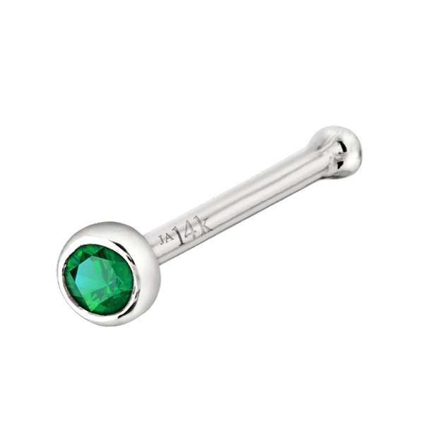 Jewelry Avalanche Solid 14K Gold Ball-end Stud Bezel Set Emerald