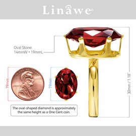 Linawe Ruby Rings for Women, Gold Red Cubic Zirconia Imitation Diamond Adjustable Ring, Burgundy Crystal Gemstone Birthstone Rhinestone Dupes Women Jewelry, Chunky Cocktail Ring