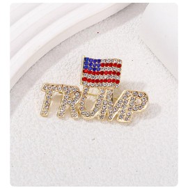 Crystal Trump Brooch with US Flag/Trump Maga Merchandise for 2024 United States Presidential Election -1 Piece