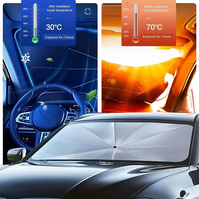Car Parasol, Foldable Car Sun Shade, 130 x 65 cm,