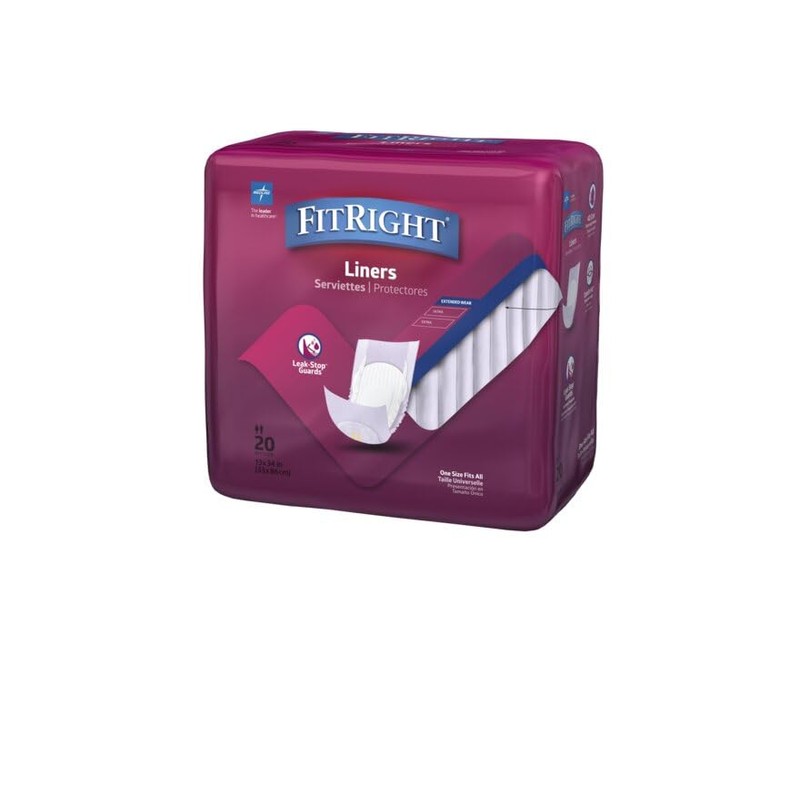 FitRight Restore Incontinence Liners, Maximum Absorbency, 13" x 30", 20