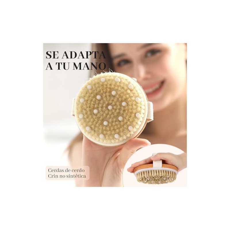 2pcs Cepillo Corporal para Masaje, Exfoliante de Baño de Cerdas,