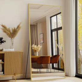 MELOMOIR 76"x34" Gold Mirror Full Length, Gold Floor Mirror for Home Gym Bedroom Living Room, Large Standing Mirror Haning or Leaning, Shatterproof Tempered Glass