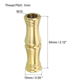 PATIKIL M10 Solid Brass Lamp Neck, 2 Pack Threaded Turned Brass Spindle Slips Lamp Finial Pipe Coupling for Lamp Decoration
