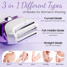 PRITECH Electric Razor for Women - Rechargeable Shaver for Women Portable Lady Shaver for Legs, Arm, Underarms, Bikini, USB Rechargeable, Wet & Dry Waterproof Bikini Trimmer for Woman, Purple