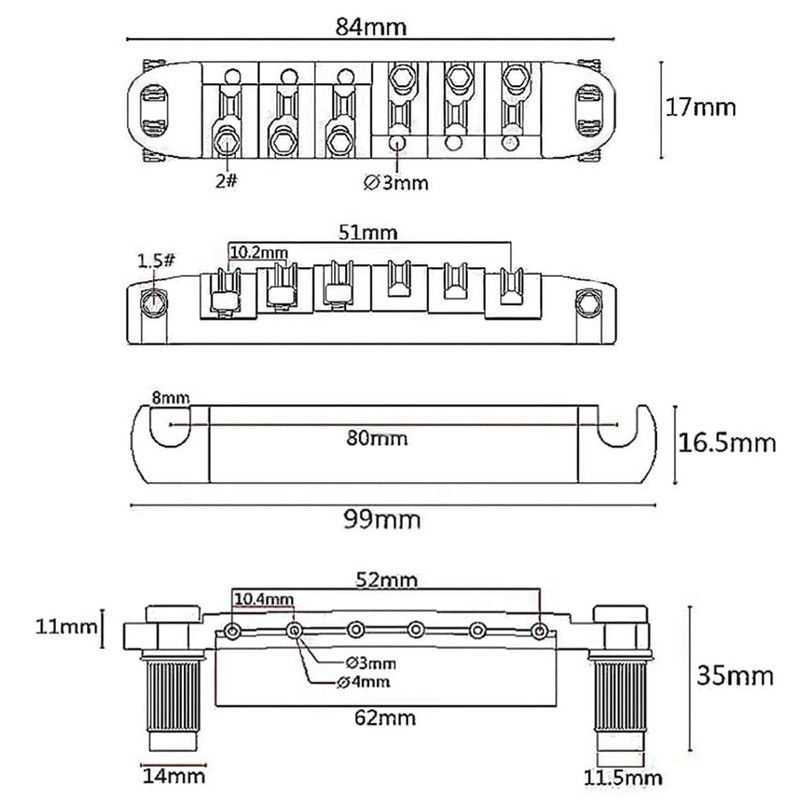 Electric Guitar Bridge Drawstring Plate Upper and Lower Split Bridge