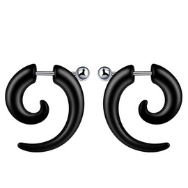Feilok Unisex Men's Women's Acrylic Piercing Spiral Expander Stud Earrings Snail Polka Dots Plugs Tunnel Ear Wedge Expander Black, Acrylic