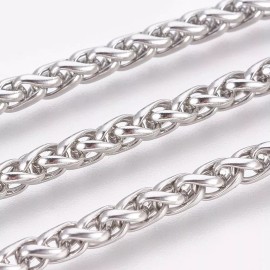 LZD 304 Stainless Steel Wheat Chain Bracelet Lobster Silver Color 8.5" 4mm  A114