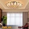 Dimmable Crystal Chandeliers Lotus-Shaped Flush Mount Ceiling Light with Remote