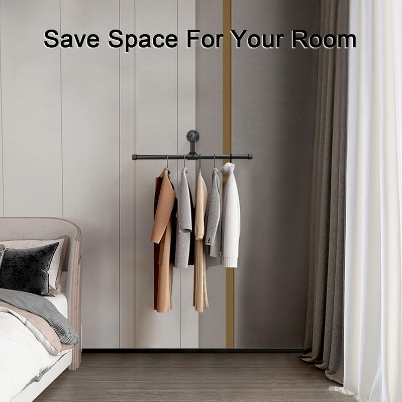 Jeasor Industrial Pipe Clothes Rack Floating DIY Wall Mounted, Heavy