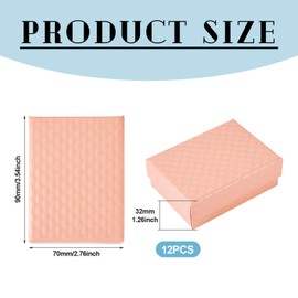 Craftdady 12Pcs Pink Rectangle Jewelry Boxes Diamond Pattern Cardboard Paper Present Boxes with Lids Necklace Pendants Earring Ring Empty Display Boxes for Festival Present Packing Jewelry Display