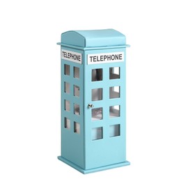 ORE International HBB1819 British Telephone Booth Leather Jewelry Box, Pastel Blue