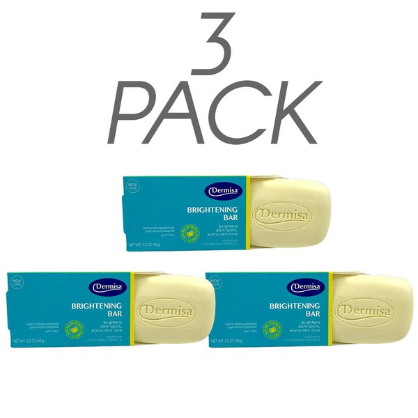 Dermisa Natural Lightening, Brightening Kojic Acid Bar Soap. 3 Oz - Pack of 3