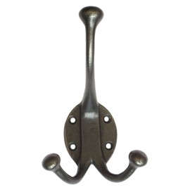 Castelion® Large Cast Iron Victorian Double Hook | Rustic Wall Mounted Coat & Hat Hook | Victorian Home Decor | Iron Hardware Perfect for Traditional Homes | 15cm x 9cm