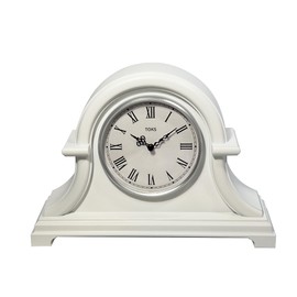 Lily's Home Non Ticking Mantel Clock - 13 x 10 inch Napoleon Desk and Shelf Clock with Quartz Movement, Ideal for Living Room, Vintage Desk, Retro Kitchen, Farmhouse Decor, Fireplace Mantle (White)