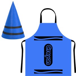 Kavoc 2 Pcs Colorful Crayon Costume Include Crayon Apron and Funny Gnome Cone Hat for World Book Day Fancy Dress Up (Blue)