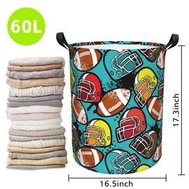 Naqiuli Laundry Basket American Football Laundry Basket Oxford Cloth Laundry Hamper Large Storage Baskets Toy Organizer Tote Bag For Bedroom Clothes Bathroom 17.3(H) x16.5(D) Inch