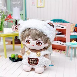 niannyyhouse Headwear, Bib Pants, Warm Bear Set, 3.9 - 5.9 inches (10 - 15 cm), 7.9 inches (20 cm), Plush, Clothes, Cotton Doll, Dress Up (3.9 - 5.9 inches (10 - 15 cm)