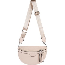 styleBREAKER 02012380 Women's Shoulder Bag in Half Moon Shape, Removable Adjustable Shoulder Strap, Plain Handbag, beige