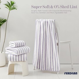 18-Piece Microfiber Bath Towels Set - 6 Bath Sheet, 6 Hand Towels, 6 Washcloths, Soft, Highly Absorbent Bathroom Towel, Quick Dry & Less Lint Shower towel for Bathroom, Hotel, Spa, Dorm-Light Purple