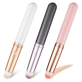 VICASKY 3pcs Mini Concealer and Lip Brushes Caps Versatile Makeup Applicators for Liquid and Powder for Precise Coverage and Blending Women Makeup Tools and White