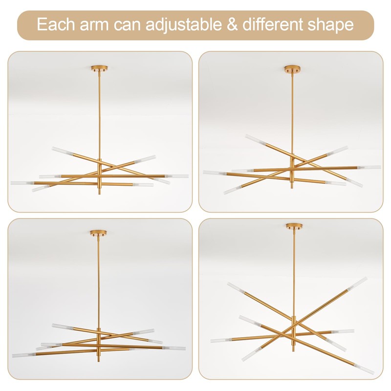 VANZARLA Modern Sputnik Chandelier for Entryway, Industrial Gold Pendant Lighting,