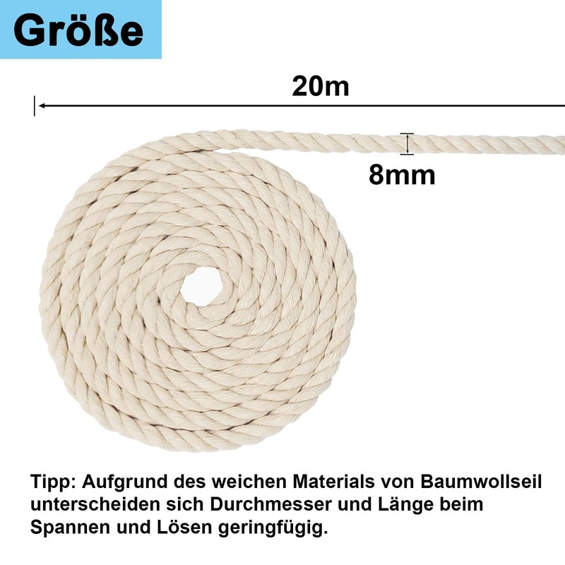 FORBELL Cotton Cord, Macrame Yarn Rope, Many Sizes Cotton Rope