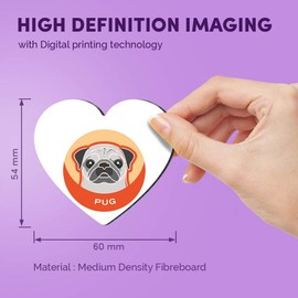 1 x Heart MDF Magnets - Tan Pug Dog Animal Pet Puppy 5993