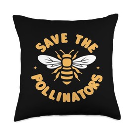 Bee Pollinator Garden Wildlife Flowers Bee Throw Pillow