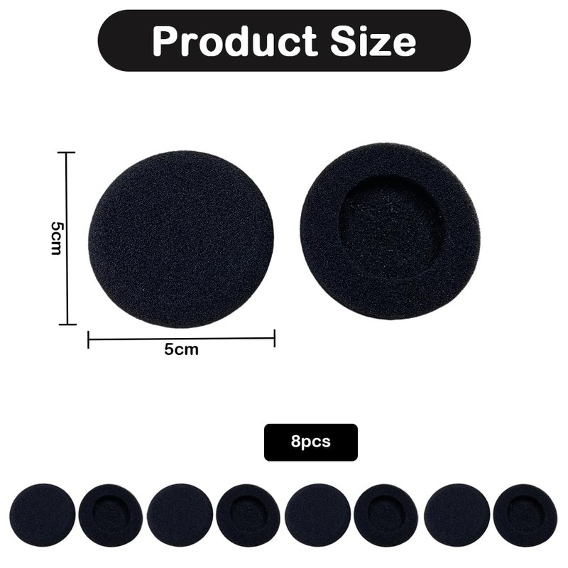 8 PCSHeadphone Earpads,Replacement Earpad Foam Sponge Cover，Ear Pads Replacement Foam