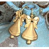 Gold Brass Bell Dangle Earrings Holidays Christmas Festive Jewelry Earrings
