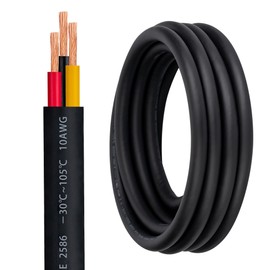 10 Gauge 3 Conductor Electrical Wire 10/3 Wire 16FT 600V 10 AWG Portable Power Cable for Motor Leads, Portable Lights, Battery Chargers, Machinery, Large Speakers, Etc (10AWG-3C, 16FT)